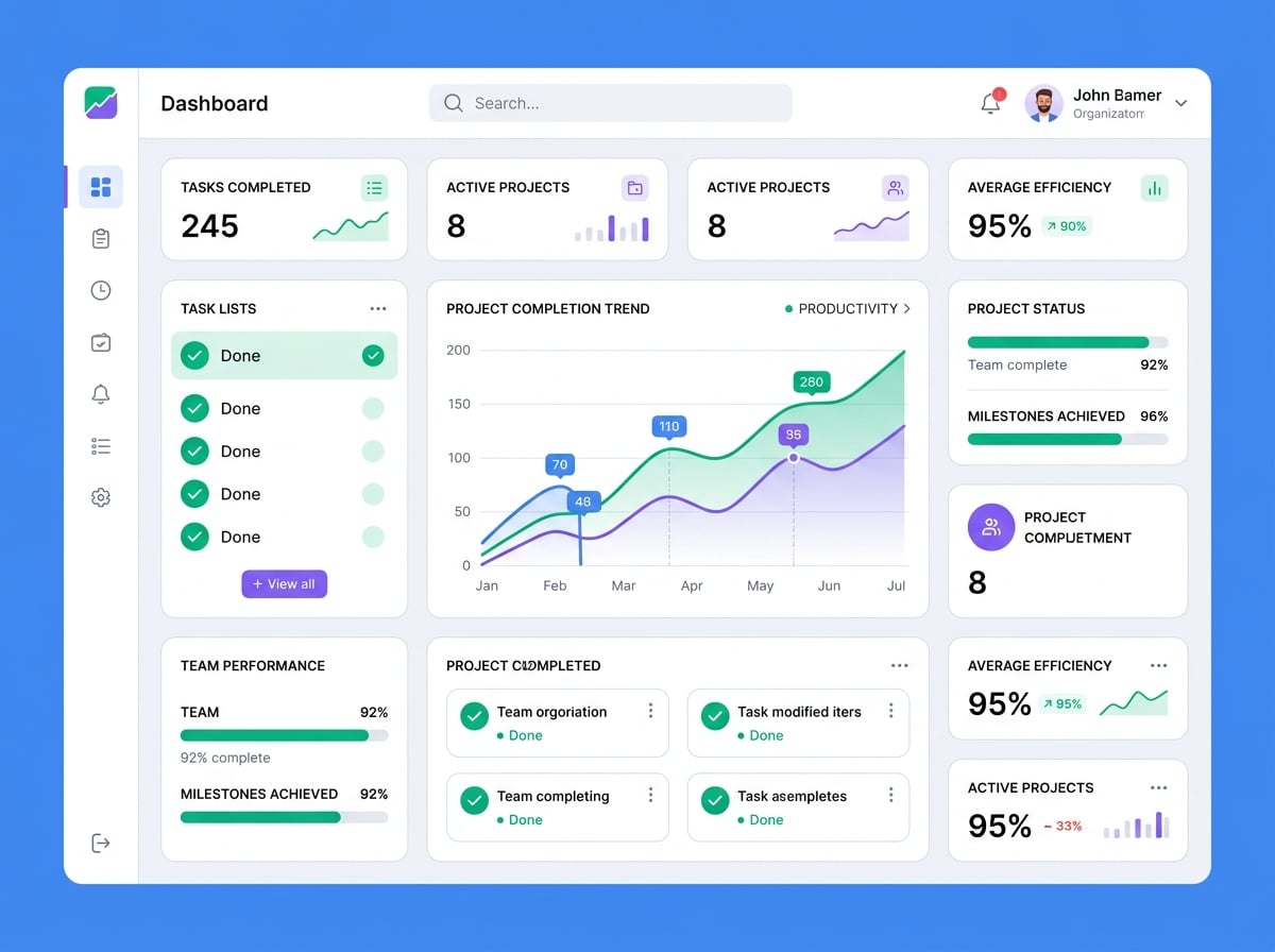 Dashboard monitoring tugas keluarga dengan grafik progress dan statistik kinerja